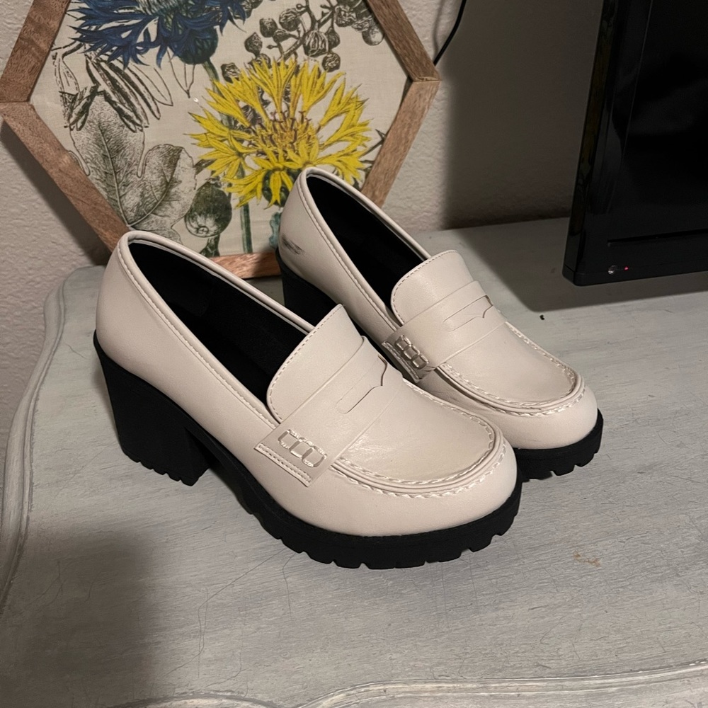White Loafer Heels